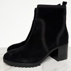 Blondo Raniah Black Suede Heeled Bootie 8 1/2 M